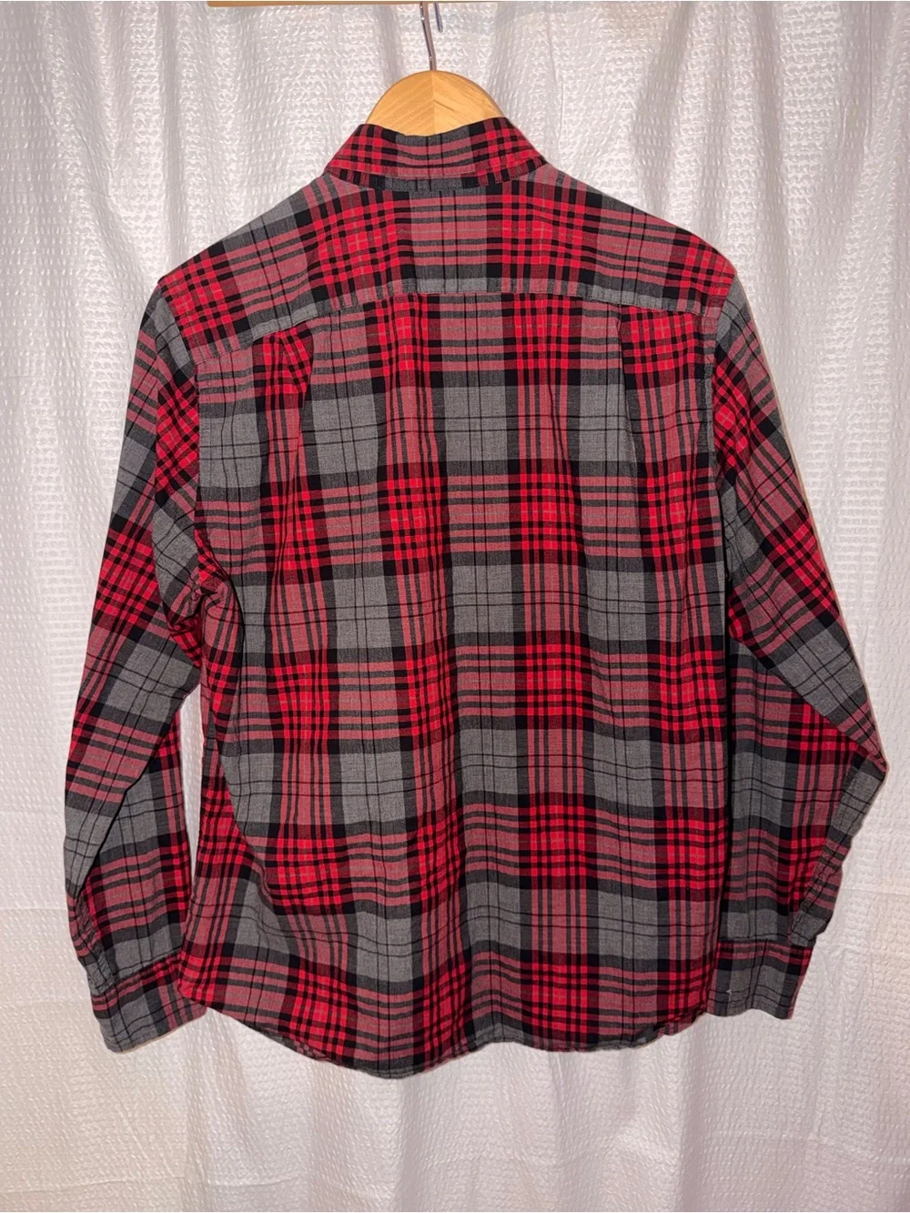 VTG Y2K J.Crew Mens Tailored Plaid Button Down Shirt Red Gray Men’s Size Medium